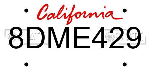 8DME429 California License Plate