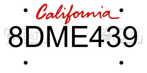 8DME439 California License Plate