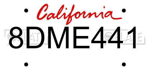 8DME441 California License Plate
