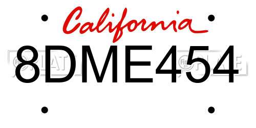 8DME454 California License Plate