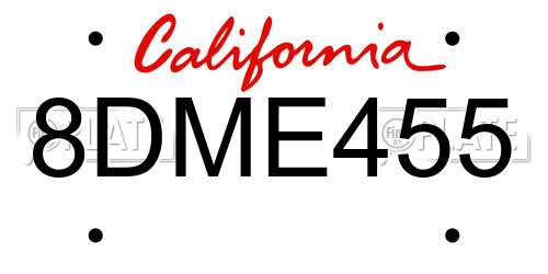 8DME455 California License Plate