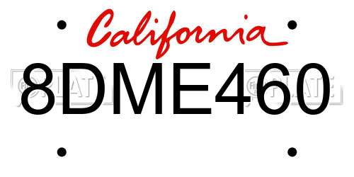 8DME460 California License Plate