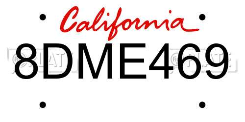 8DME469 California License Plate
