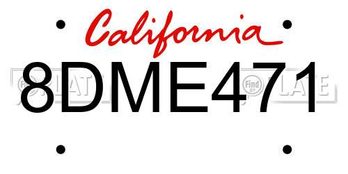 8DME471 California License Plate