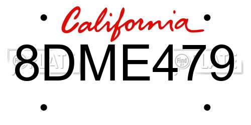 8DME479 California License Plate