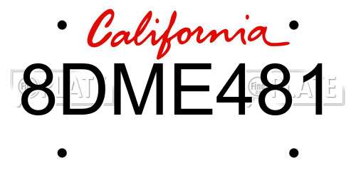 8DME481 California License Plate