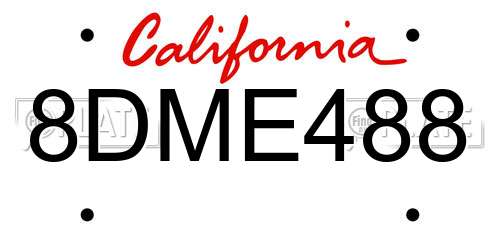 8DME488 California License Plate