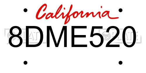 8DME520 California License Plate