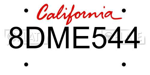 8DME544 California License Plate