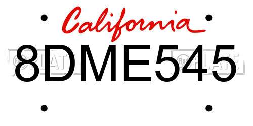 8DME545 California License Plate