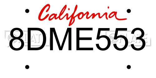 8DME553 California License Plate