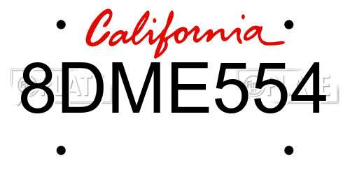 8DME554 California License Plate