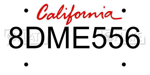 8DME556 California License Plate