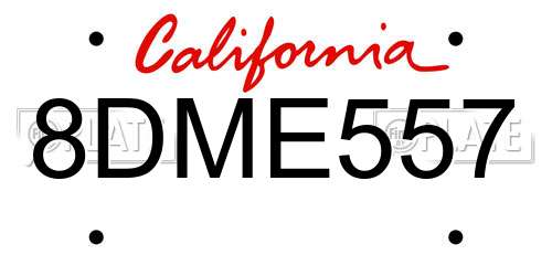 8DME557 California License Plate