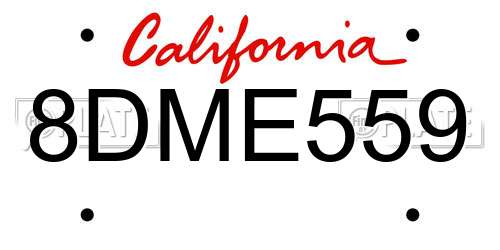 8DME559 California License Plate