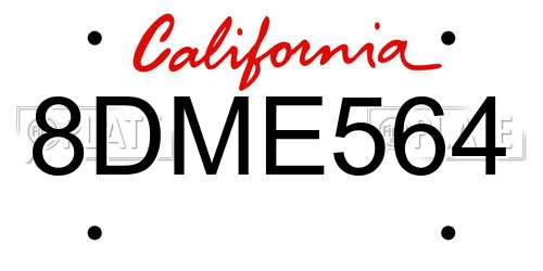 8DME564 California License Plate