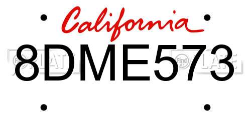 8DME573 California License Plate