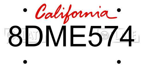 8DME574 California License Plate