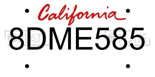 8DME585 California License Plate