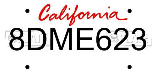 8DME623 California License Plate