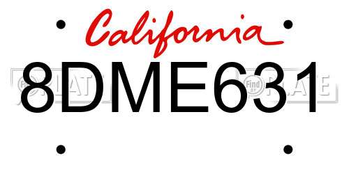 8DME631 California License Plate