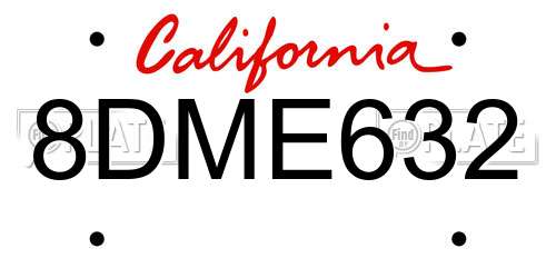 8DME632 California License Plate