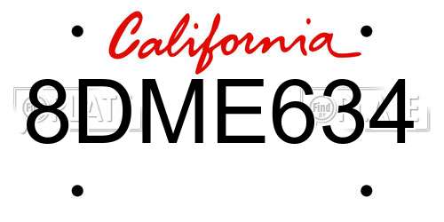 8DME634 California License Plate