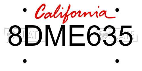 8DME635 California License Plate