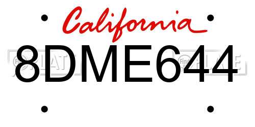 8DME644 California License Plate