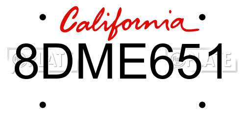 8DME651 California License Plate
