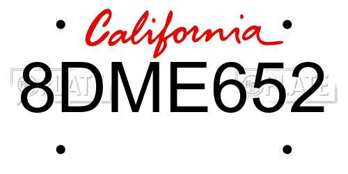 8DME652 California License Plate