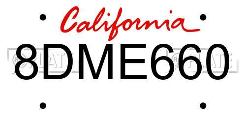 8DME660 California License Plate