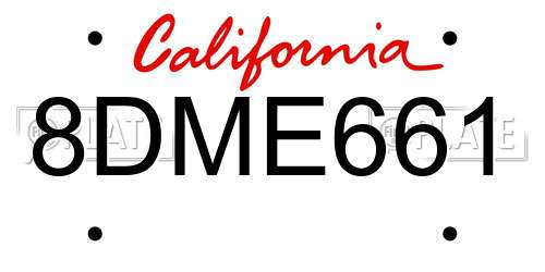 8DME661 California License Plate