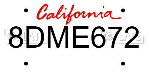 8DME672 California License Plate