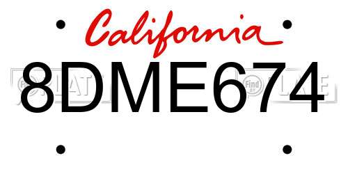 8DME674 California License Plate