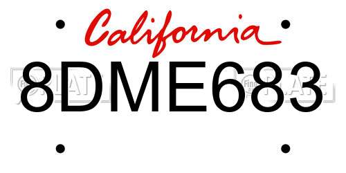 8DME683 California License Plate