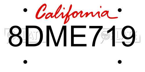 8DME719 California License Plate