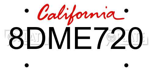 8DME720 California License Plate