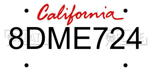 8DME724 California License Plate