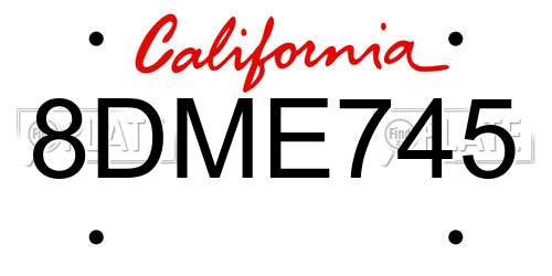 8DME745 California License Plate