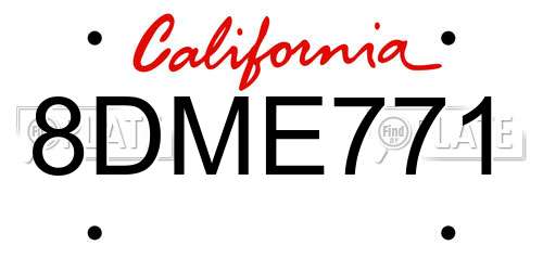 8DME771 California License Plate