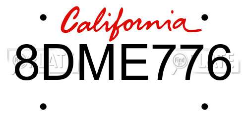 8DME776 California License Plate