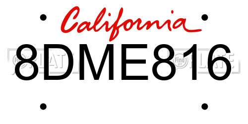8DME816 California License Plate