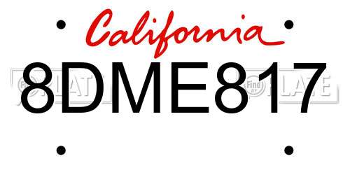 8DME817 California License Plate