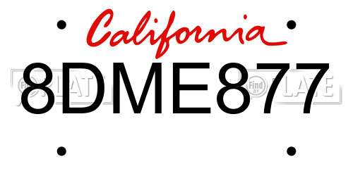 8DME877 California License Plate
