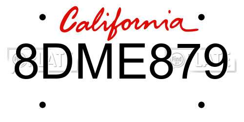 8DME879 California License Plate