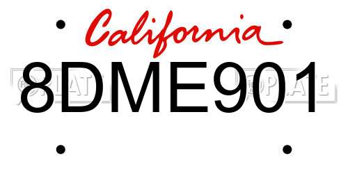 8DME901 California License Plate