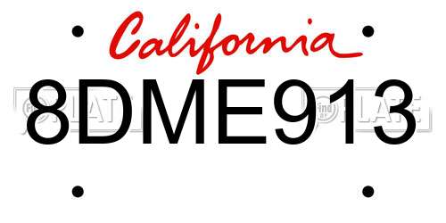 8DME913 California License Plate