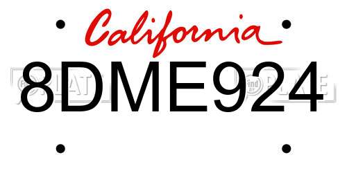 8DME924 California License Plate