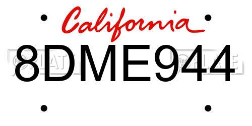 8DME944 California License Plate